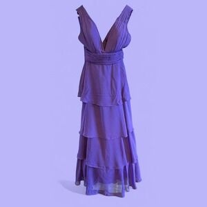 NWT Purple Mother of the‎ Bride Sleeveless Formal Tiered Chiffon Dress-Size 14